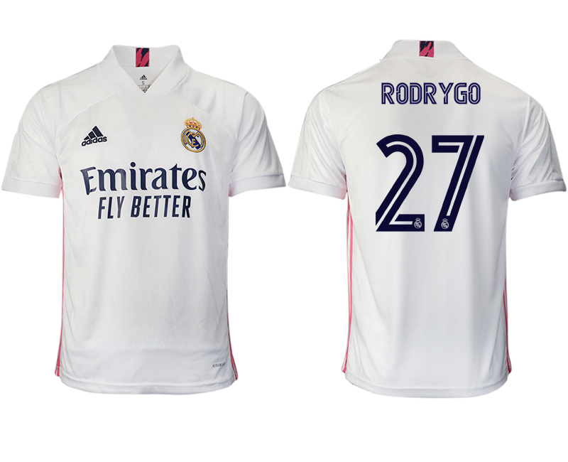 Men 2020-2021 club Real Madrid home aaa version #27 white Soccer Jerseys->real madrid jersey->Soccer Club Jersey